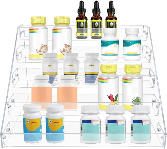 PMMASTO Tiered Spice Rack, Seasoning Organizer, Clear Acrylic Vertical Shelves Can Organizer for Countertop, Cabinet, Pantry, Kitchen Organization and Storage - 5 Tier - Image 7