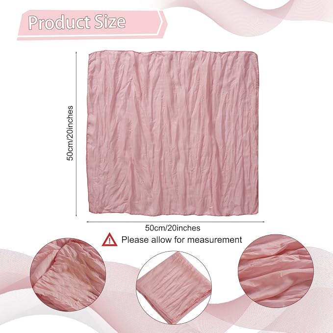 LZY 30 Pack Gauze Cheesecloth Napkins 20x20 Inch Dinner Cloth Napkins, Soft Boho Table Napkins Rustic Wrinkled Cheese Cloth Napkins Bulk for Wedding Party Baby Shower Event Decor (Dusty Pink) - Image 2