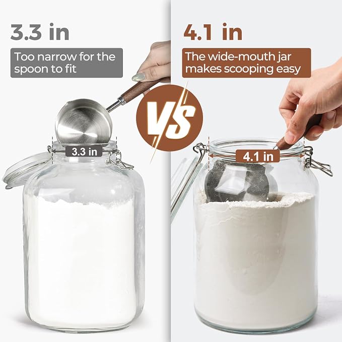 ComSaf Large Glass Jars with Airtight Lids 1.1 Gallon 2 Pack Wide Mouth | Flour sugar rice, Kombucha kimchi, Sourdough pickling, Pantry organization, Pickling fermenting, Cabinet organization - Image 3