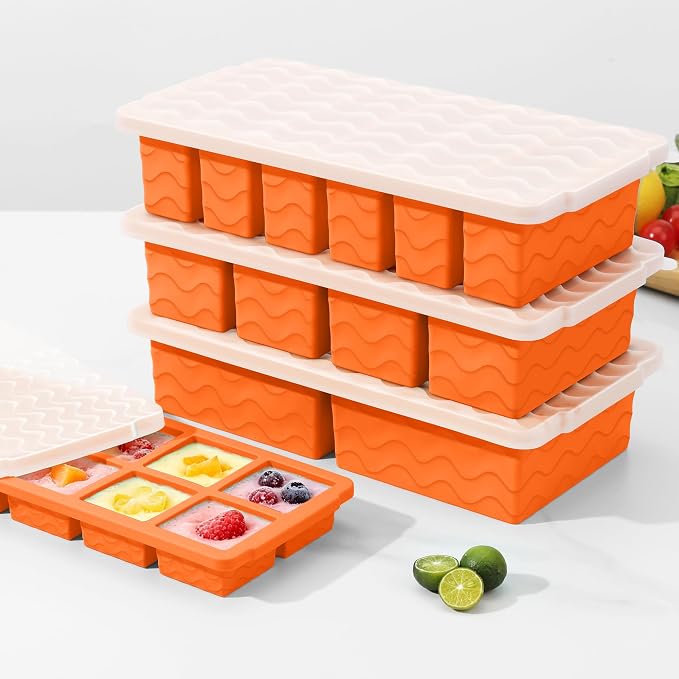 Silicone Freezer Trays with Lid (4-Pack), 1-Cup, 2-Cup, 1/2-Cup & 2-Tbsp Silicone Freezer Molds, Stackable Soup Freezer Meal Prep Containers,Ice Cube Tray for Making Sauce,Smoothies,Yogurt Bites - Image 9