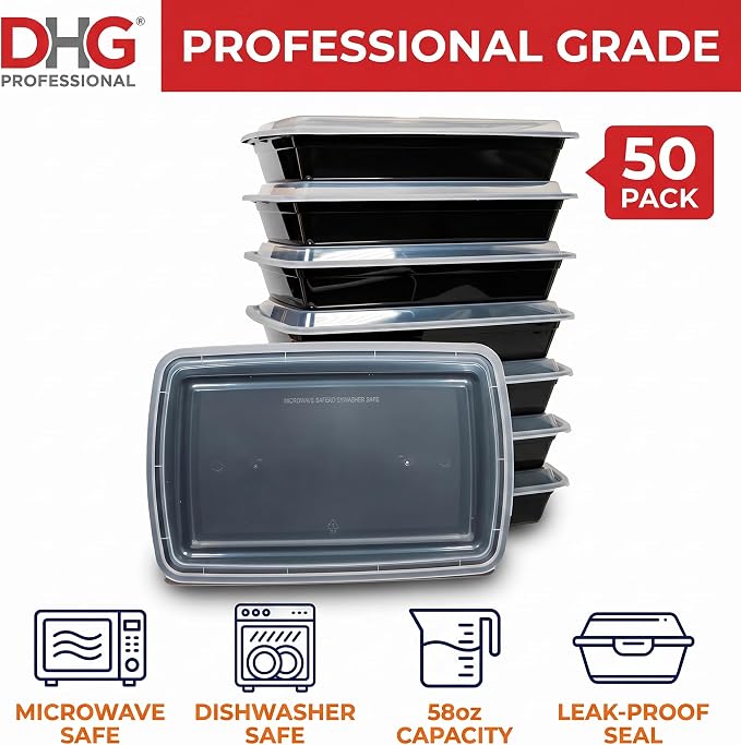 50 sets Rectangle 58oz Meal Prep Containers with lids Microwavable Food Container Plastic BPA Free Rectangle - Image 6