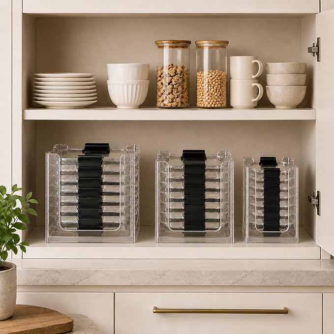3PCS Food Container Lid Organizer Fit for Rubbermaid Brilliance Nap-on Lids | Clear Acrylic Stackable Lid Holder Rack, Holds 24 Lids, Fits 0.5, 1.3, 3.2 & 4.7 Cup Lids, Stackable Kitchen Storage - Image 7