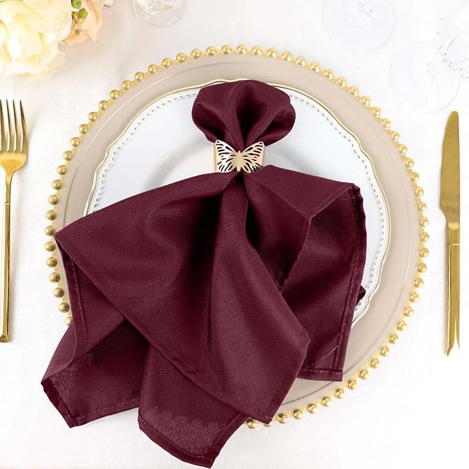 Efavormart Premium Cloth Napkins Set of 25, 20x20 Inch Burgundy Violet Seamless Dinner Napkins, Washable Linen Table Napkin Cloth with Hemmed Edges for Weddings, Party and Banquet by efavormart