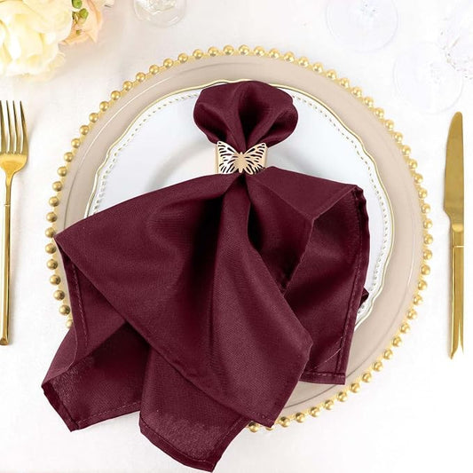 Efavormart Premium Cloth Napkins Set of 50, 20x20 Inch Burgundy Violet Seamless Dinner Napkins, Washable Linen Table Napkin Cloth with Hemmed Edges for Weddings, Party and Banquet by efavormart
