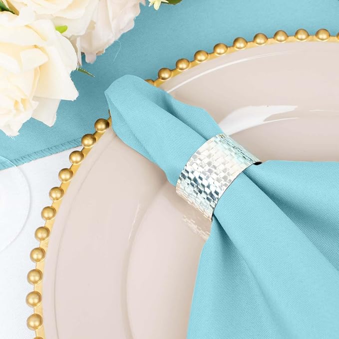 Efavormart Premium Cloth Napkins Set of 50, 20x20 Inch Light Blue Seamless Dinner Napkins, Washable Linen Table Napkin Cloth with Hemmed Edges for Weddings, Party and Banquet - Image 6