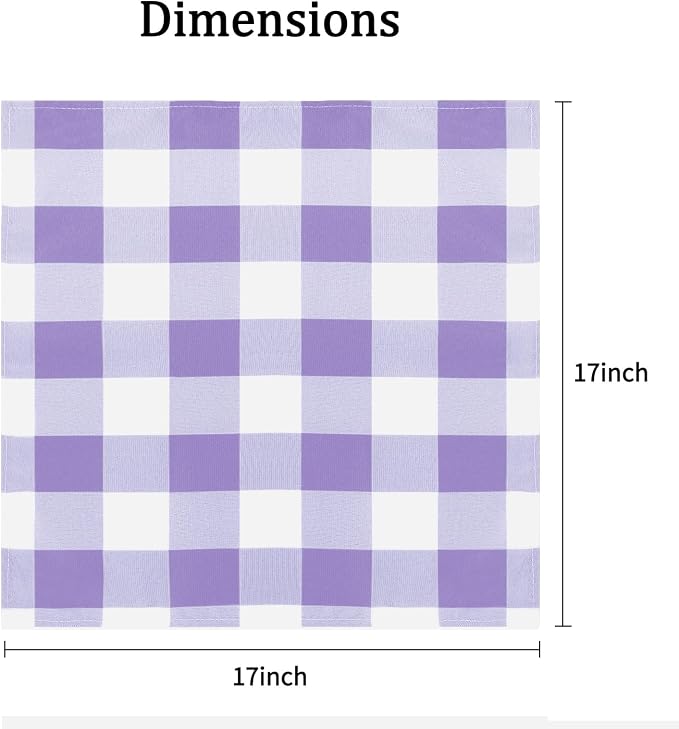 Buffalo Plaid Table Napkins Set of 25 Checkered Cloth Napkins 17x17 inch Washable Dinner Gingham Pattern Napkins Soft Napkins for Wedding Party Dining Banquet(Lavender and White) - Image 2