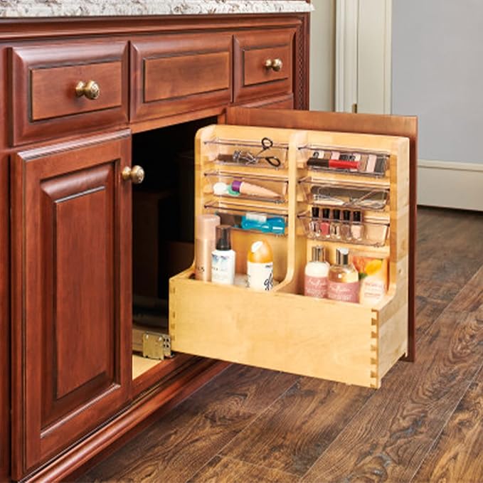 Rev-A-Shelf 30" Wood Vanity Sink Pullout Organizer Cabinet Storage with Soft-Close for Kitchen or Bathroom, Min Opening Width of 12", Maple Wood, 441-15VSBSC-1 - Image 2