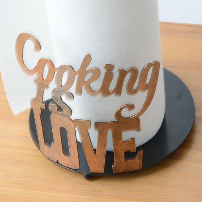 HAUCOZE Text Paper Towel Holder Countertop Metal Paper Roll Stand 13.4 Inch | Freestanding Paper Dispenser with Weighted Base Kitchen Decor Table Centerpiece Gift for Dining Room Bathroom - Image 12