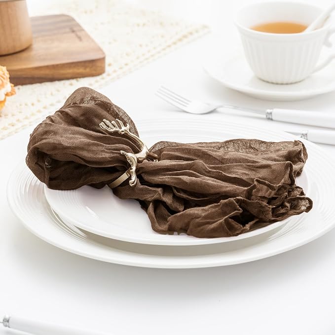 Brown 100 Pack Cheesecloth Napkins Washable 21x21 Inches Brown Cloth Napkins Set of 100 Dinner Table Napkins for Wedding Summer Bridal Baby Shower Rustic Boho Cotton Gauze Party Table Decor - Image 5
