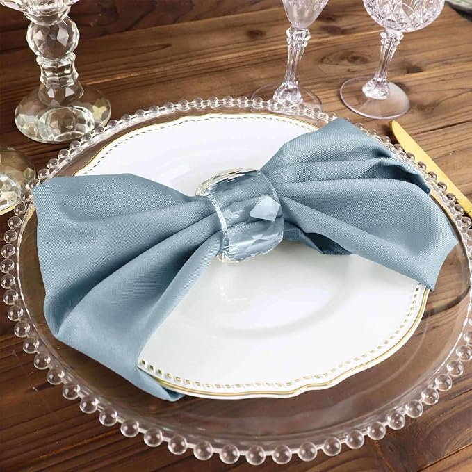 Efavormart Premium Cloth Napkins Set of 10, 17x17 Inch Dusty Blue Violet Seamless Dinner Napkins, Washable Linen Table Napkin Cloth with Hemmed Edges for Weddings, Party and Banquet - Image 6