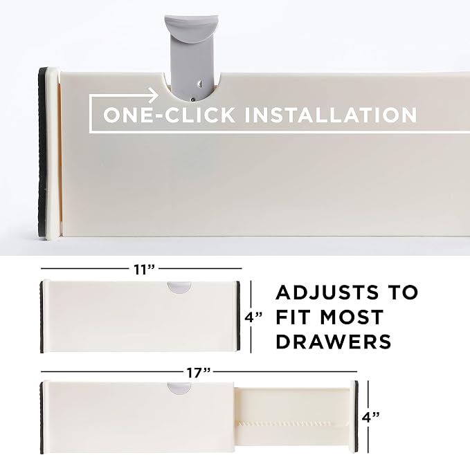 4 Adjustable Drawer Dividers, Organize Silverware and Utensils in Home Kitchen, Divider for Clothes in Bedroom Dresser, Designed to Not Snag Underwear and Bra Fabrics, Bathroom Storage Organizers - Image 2