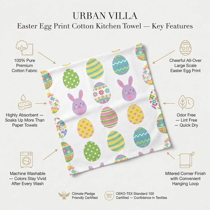 Urban Villa Kitchen Towels Cotton Dish Towels 20”x30” (Set of 6) Egg Print - Image 2