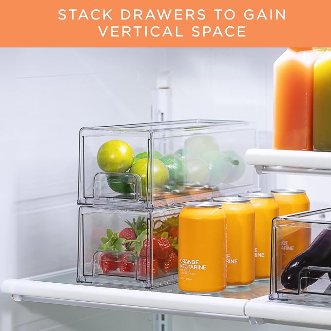 Sorbus Small Wide Clear Storage Drawers (6 Pack) – Stackable Storage Drawers for Pantry, Fridge, or Cabinet – Slide Out Clear Bins with Handles for Organizing - Image 7