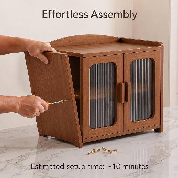 Solid Wood Bread Box, Kitchen Countertop Storage Cabinet | 2-Tier Large Capacity, Help Keep Sourdough Bread Fresh, Countertop Storage Organizer for Kitchen & Pantry, Walnut Brown - Image 7