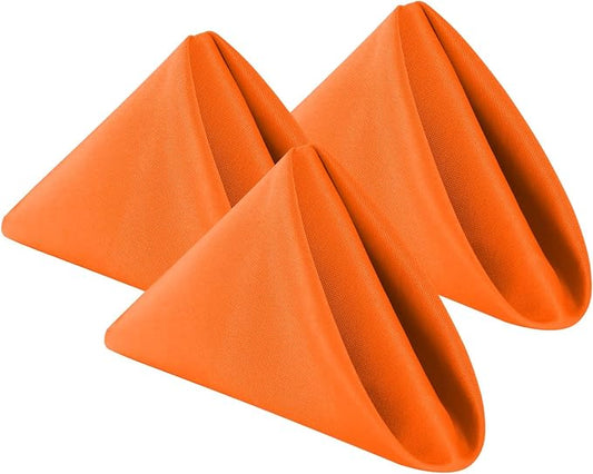 Cloth Napkins 20x20 inch Washable Polyester Dinner Napkins Soft Table Napkins for Wedding Party Dining Banquet(Orange,25PCS) by Cupuamon