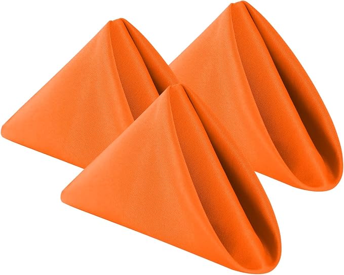 Cloth Napkins 17x17 inch Washable Polyester Dinner Napkins Soft Table Napkins for Wedding Party Dining Banquet(Orange,25PCS) by Cupuamon