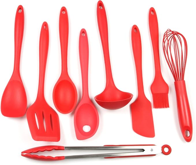 Chef Craft Premium Silicone Kitchen Tool and Utensil Set, 9 Piece, Red by ChefCraft