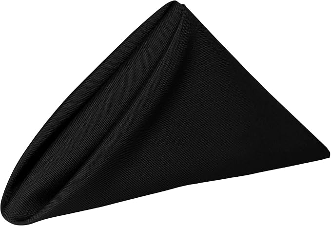 Pack of 25 Polyester Napkins 17 x 17 Inch Square with Scalloped Edge, Plain Washable Reusable Dining Table Cloth Napkin for Wedding Party Banquet Home Restaurant Bistro Decoration - Black - Image 6