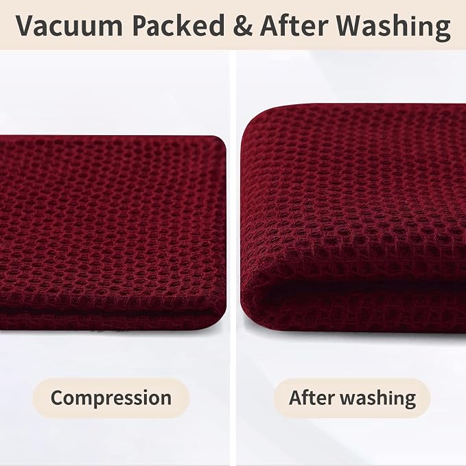 Homaxy 16 Pack 100% Cotton Kitchen Towels and Dishcloths Set, Burgundy | 12 x 12 Inches and 13 x 28 Inches Kitchen Towels Set, Ultra Soft Absorbent Dish Cloths for Washing Dishes - Image 8