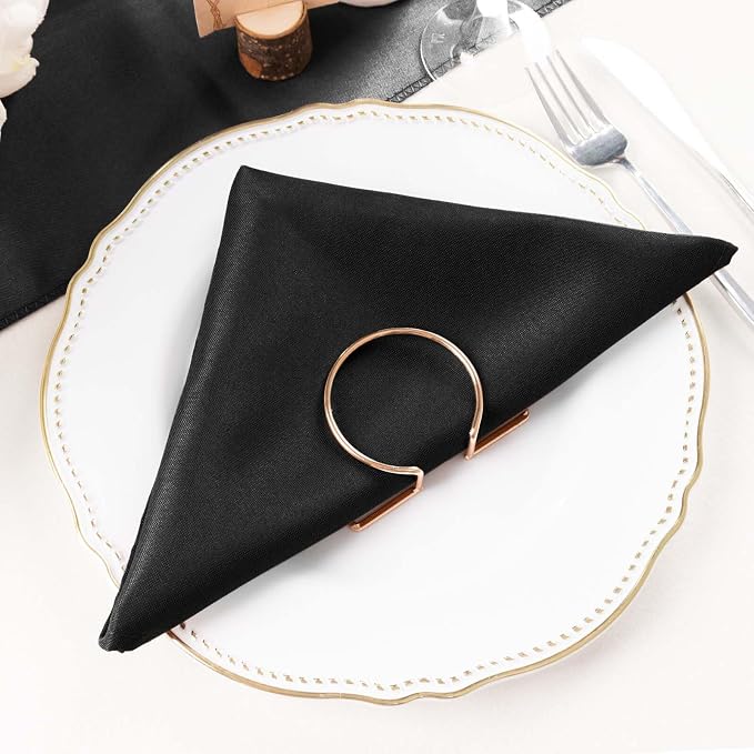 Efavormart Premium Cloth Napkins Set of 25, 20x20 Inch Black Seamless Dinner Napkins, Washable Linen Table Napkin Cloth with Hemmed Edges for Weddings, Party and Banquet - Image 2