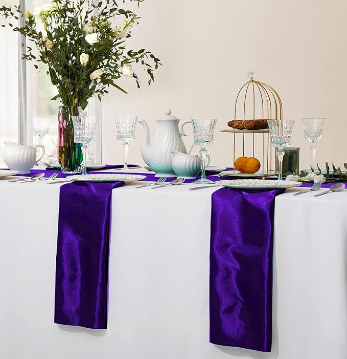 MDS® Pack of 100 Satin Napkins 12 x 12 Inch, Soft Silky Reusable Cloth Dinner Table Napkins for Wedding Décor, Reception, Birthday, Parties, Banquets, Catering, Restaurants & Hotel - Purple - Image 5