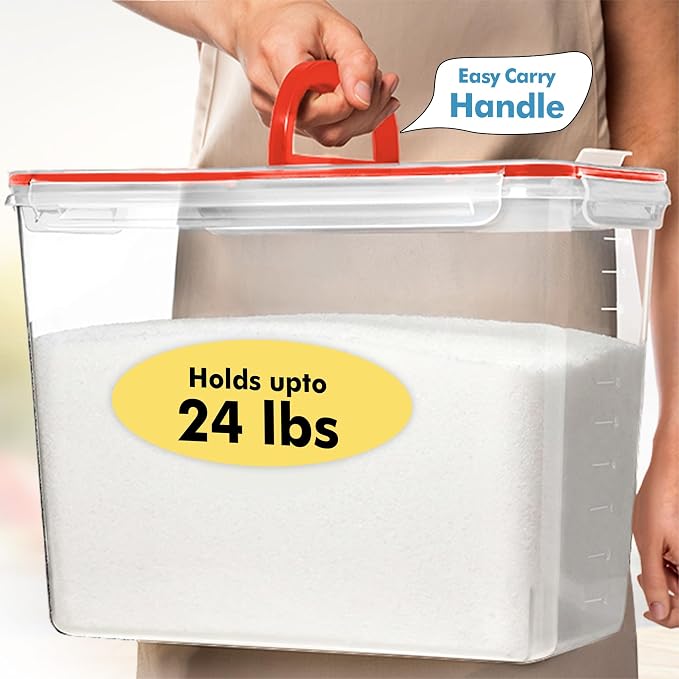 Shazo 2 PC (11L | 372 oz) Flour Sugar Storage Containers with Spout Lid & Easy Carry Handle - BPA Free Extra Large Airtight Food Storage Containers with Lids - Rice Canisters Sets for Kitchen & Pantry - Image 5