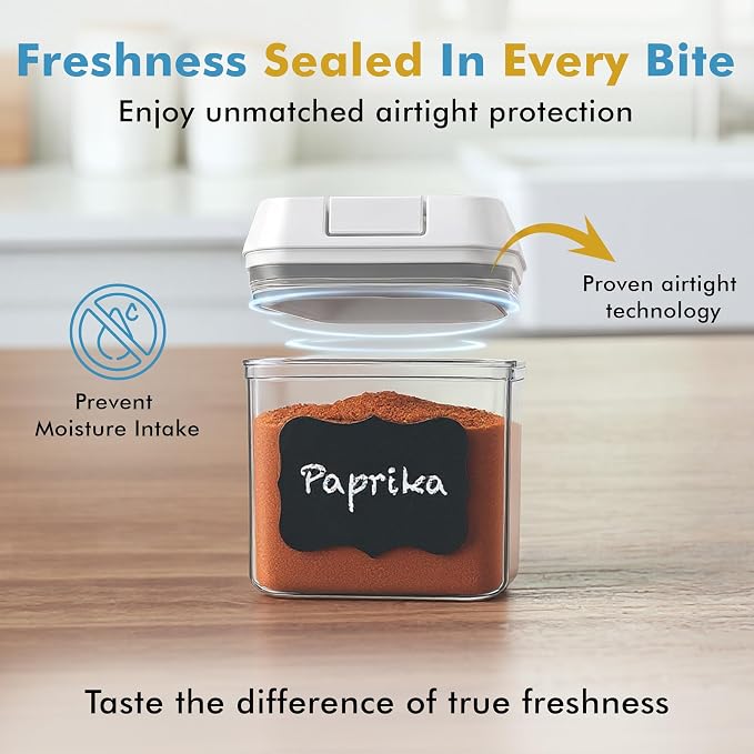Shazo 6 PC Airtight Food Storage Containers + 6 Spoons Included - BPA Free Plastic Snack & Spice Containers with Easy Lock Lids - Kitchen and Pantry Organization for Herbs Coffee Tea - 0.5L / 2.1 Cup - Image 5