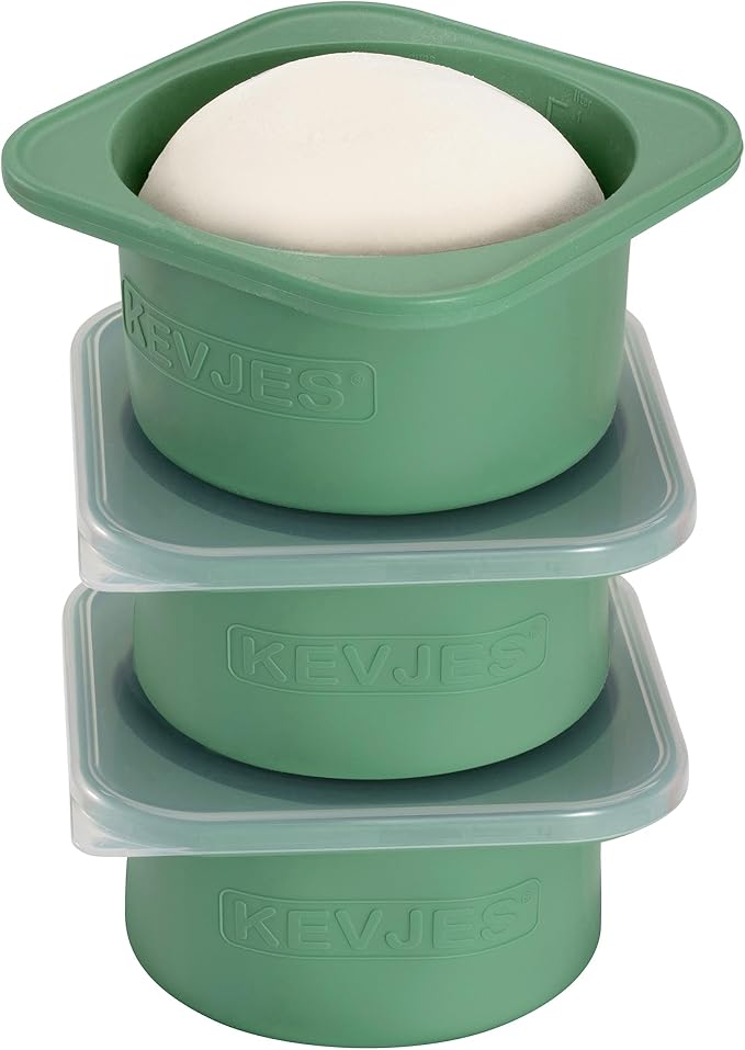 PLUS-Large 1000ml Pizza Dough Proofing Boxes for DIY Artisan Pizza, Food Grade Silicone Stackable Containers with Lids, Sturdy Reinforced Steel. Freezer, Fridge, Dishwasher Safe (3Green Plus) by kevjes