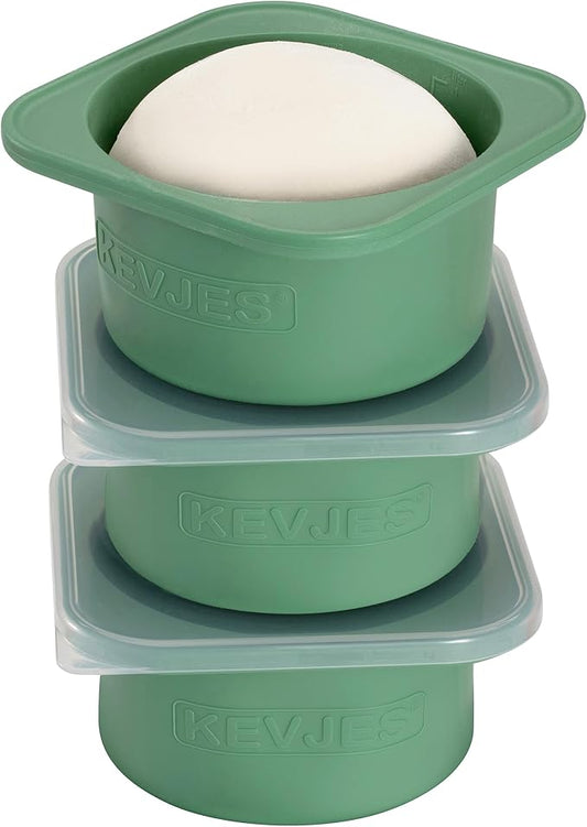 PLUS-Large 1000ml Pizza Dough Proofing Boxes for DIY Artisan Pizza, Food Grade Silicone Stackable Containers with Lids, Sturdy Reinforced Steel. Freezer, Fridge, Dishwasher Safe (3Green Plus) by kevjes