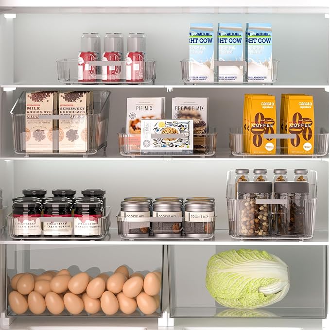 Fridge Organizer with Wheels Upgrade Thick Plastic Pantry Storage Bins, Kitchen Organization (1 PACK-WIDE) - Image 5