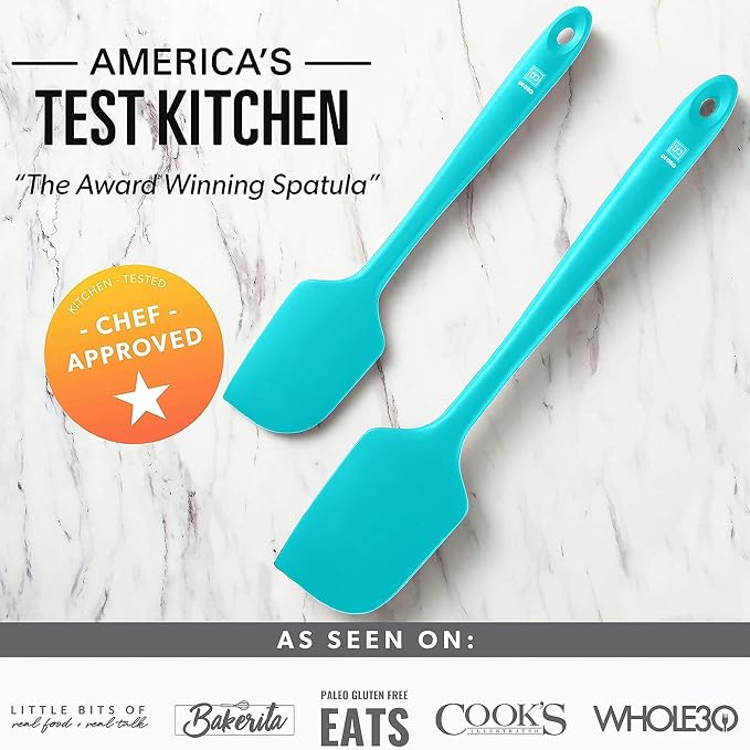 DI ORO Silicone Spatula Set - Rubber Kitchen Spatulas for Baking, Cooking, & Mixing - 600°F Heat-Resistant & BPA Free Silicone Scraper Spatulas for Nonstick Cookware - Dishwasher Safe (5pc, Teal) - Image 7