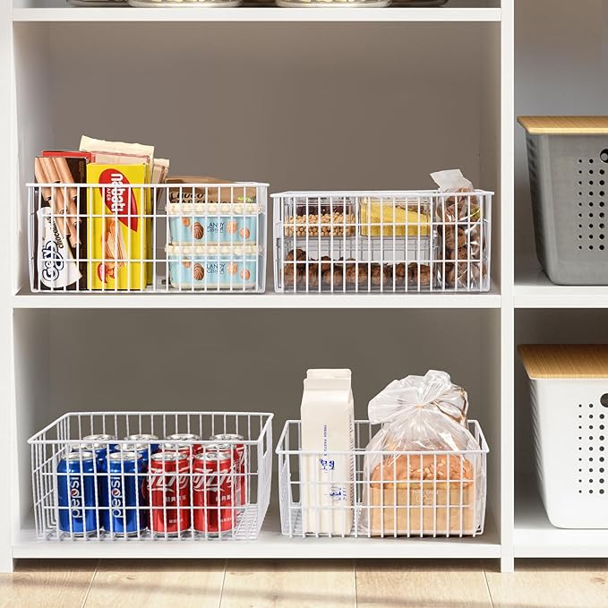 Orgneas Freezer Organizer Bins, Vertical Sides Wire Freezer Baskets for Upright Freezer, Chest Freezer Organizer Deep Freezer Storage Containers for Foods, Snacks, Vegetables, Fruits, Set of 6 - Image 3