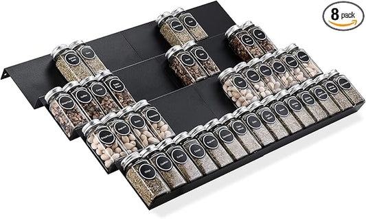Metal Spice Rack Tray - Spice Drawer Organizer for Kitchen Cabinets Storage and Organization (Jars Not Included) by Mulush