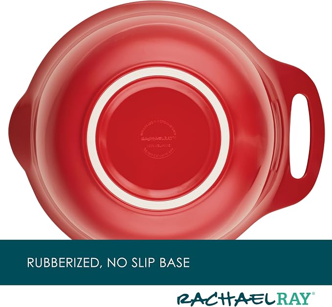 Rachael Ray Pantryware Nesting Mixing Bowls with Built-in spouts and Handles and Measuring Cups For Space-saving storage, Utensil Set, Dishwasher Safe, 10 Piece, Red - Image 6