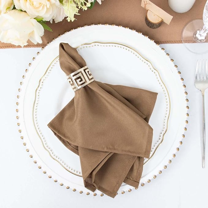 Efavormart Premium Cloth Napkins Set of 5, 17x17 Inch Taupe Seamless Dinner Napkins, Washable Linen Table Napkin Cloth with Hemmed Edges for Weddings, Party and Banquet - Image 6