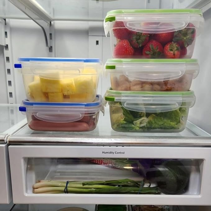 Sterilite Ultra-Seal 4.5 Cup Rectangle, Airtight Food Storage Container, Latching Lid, Microwave and Dishwasher Safe, Clear with Green Gasket, 24-Pack - Image 3