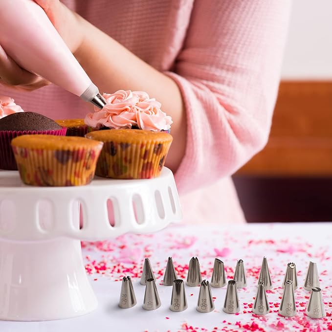 Wenburg Russian Piping Tips Set 100pcs - Icing Tips for Cake decorating and Cupcake Decorating Kit - 52 Tips - Flower Piping Tips, Large Ball Icing and Small Numbered Frosting Tips, Filling Nozzle - Image 7