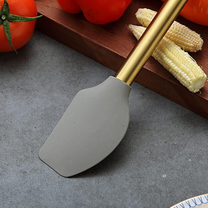 Gold Spatulas, Berglander Non-stick Silicone Flexible Scrapers Baking Mixing Tool With Titanium Gold Plating Handle, Baking Tools, Heat Resistant, Dishwasher Safe, Easy to Clean - Image 4