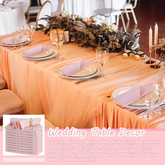 Mixweer Set of 40 Pink Cloth Linen Napkins Bulk Reusable Cotton Dinner Napkin 16 x 16 Inch Washable Pastel Soft Table Napkins for Wedding Dinner Hotel Restaurant Event Party - Image 5