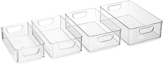 Set Of 16 Refrigerator Organizer Bins - Plastic Pantry Organization and Storage Baskets - Stackable Food Fridge Organizers with Cutout Handles for Freezer, Kitchen, Countertops, Cabinets - Image 5