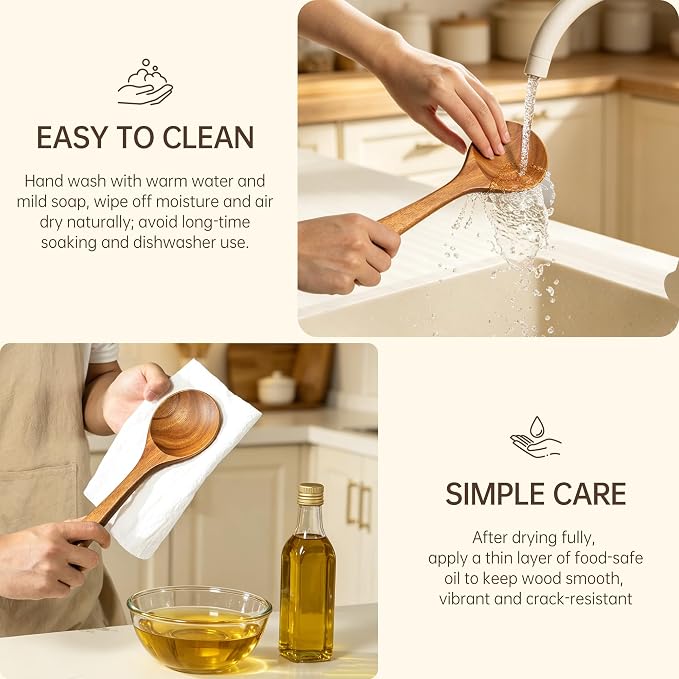 12 PCS Natural Acacia Wooden Utensil Set Wooden Spoons for Cooking | Non-Toxic, Nonstick Safe, Sturdy & Easy to Clean, Comes with Holder, Spoon Rest & 6 Hooks, Perfect Practical Kitchen Gift - Image 8