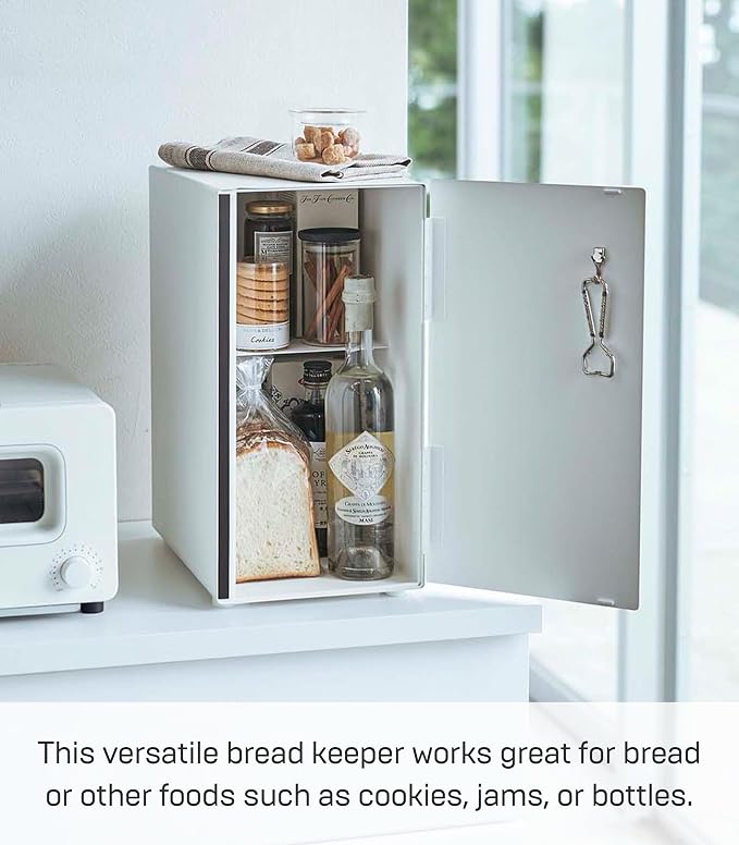YAMAZAKI Home Tower Bread Box Keeper Holder Container, Metal Bread Holder Saver, Slim Space Saving Counter Storage - Steel - Image 2
