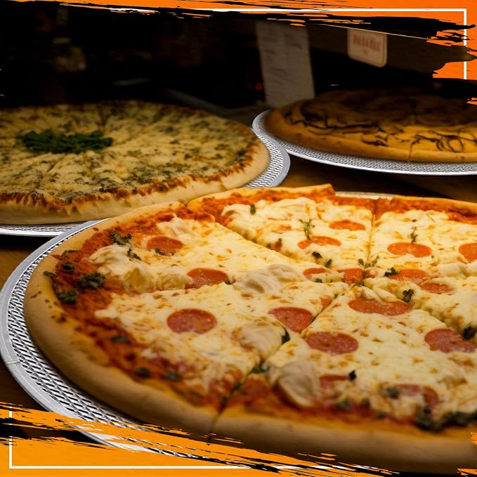 Nuogo 5 Pcs 18 Inch Pizza Pan with Holes Aluminum Mesh Pizza Screen Seamless Round Tray for Oven Nonstick Baking Sheet for Kitchen Bakery Restaurant BBQ Party Cookware Supplies - Image 3