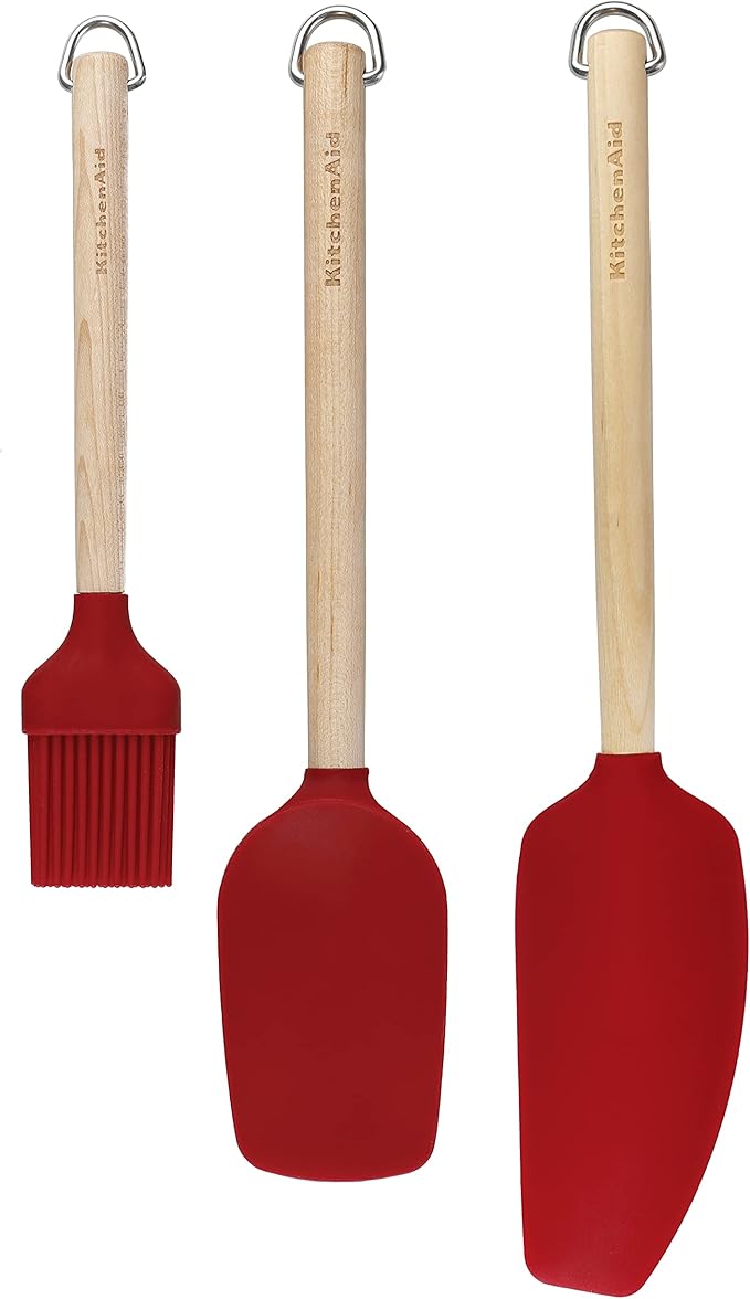 KitchenAid 3pc Birchwood Baking Set with Pastry Brush, Spoon Spatula and Mixer Spatula by Unknown