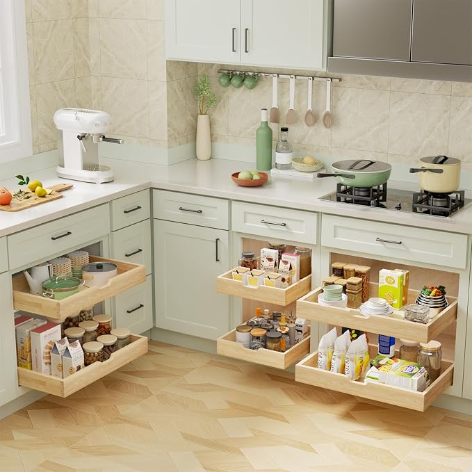 ROOMTEC Pull Out Drawers for Cabinets, 16½” W x 21” D Soft Close Slide Out Drawers for Kitchen Cabinets, Cabinet Pull Out Shelves Requires At Least 17.5” Cabinet Opening, 2PCS - Image 2
