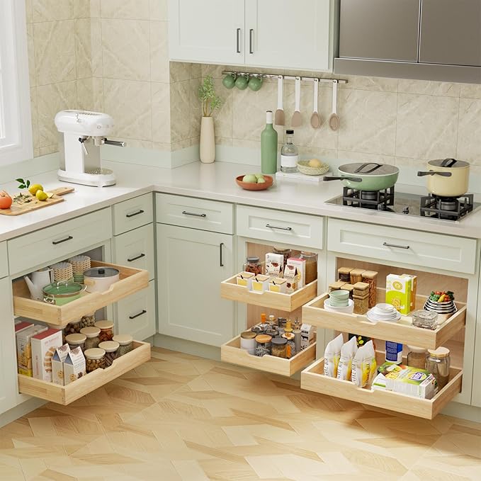 ROOMTEC Pull Out Drawers for Cabinets, 28½” W x 21” D Soft Close Slide Out Drawers for Kitchen Cabinets, Cabinet Pull Out Shelves Requires At Least 29.5” Cabinet Opening, 2PCS - Image 2