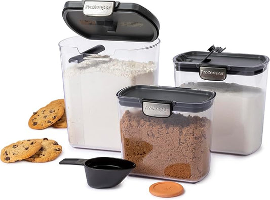 ProKeeper+ 6-Piece Airtight Food Storage Container Set – Clear Plastic Flour and Sugar Canister Set with Magnetic Accessories for Kitchen Organization by Unknown
