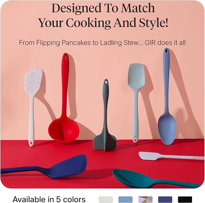 GIR: Get It Right 5-Piece Silicone Ultimate Kitchen Utensils Set - Ladle, Spatula, Flip, Spoon & Spoonula - Non-Toxic Cooking Utensils for Nonstick Cookware, Cooking and Baking - Madrid - Image 6