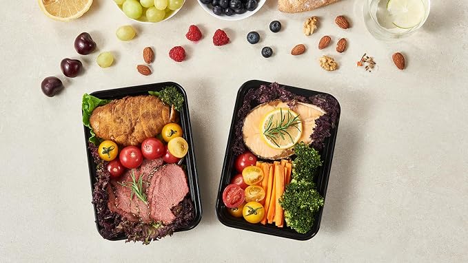 FULIGN 24 oz Meal Prep Containers With Lids Reusable 50 Pack Extra-thick Plastic Food Storage Black Disposable To Go Lunch Box BPA Free Stackable Microwave Dishwasher Freezer Safe - Image 6