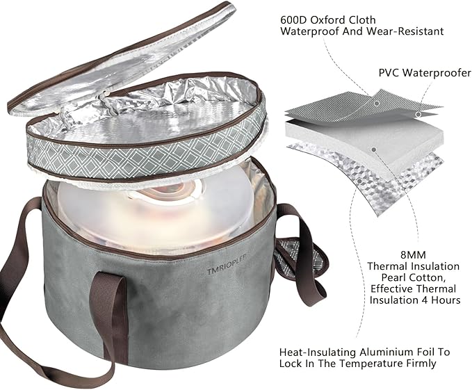 12 Inch Cake carrier Container with Lid and Handles Includes Insulated Bag for Safe Transportation of Buttercream Doesn't Melt Easy for Cakes, Pies and Cupcakes (Grey) - Image 6